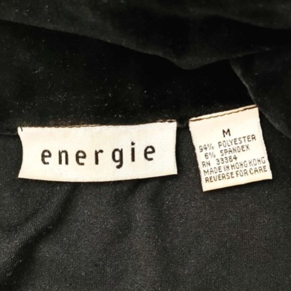 ENERGIE Black Velvet Shirt Stretchable Short Sleeves Button Front Collar Size M - Picture 7 of 13